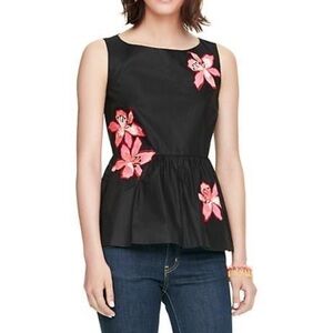 Kate Spade Black Tiger Lily peplum top
